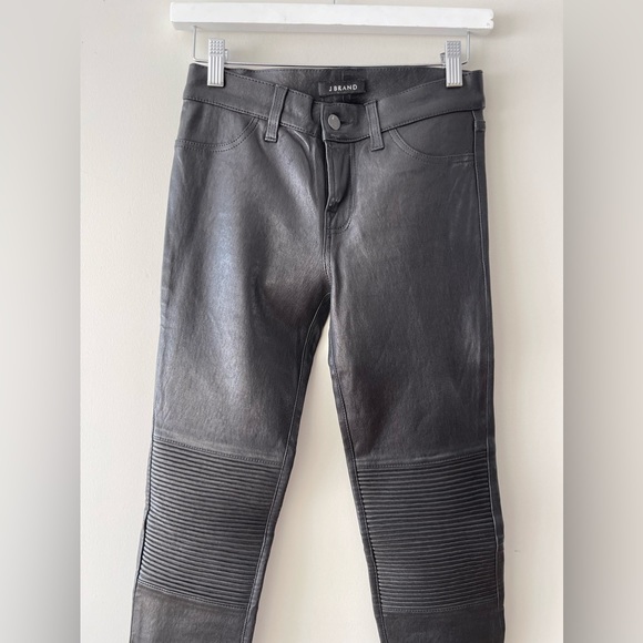 J BRAND Nicola Leather Moto Pants in Black - Picture 4 of 12